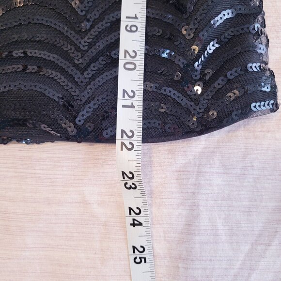 SUZY Black Sequins Party Blouse, Christmas T-Shirt Top, Size XS - Picture 7 of 7